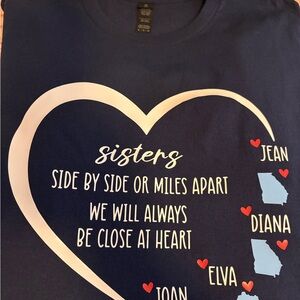 Sisters Heart Graphic Short T-Shirt -